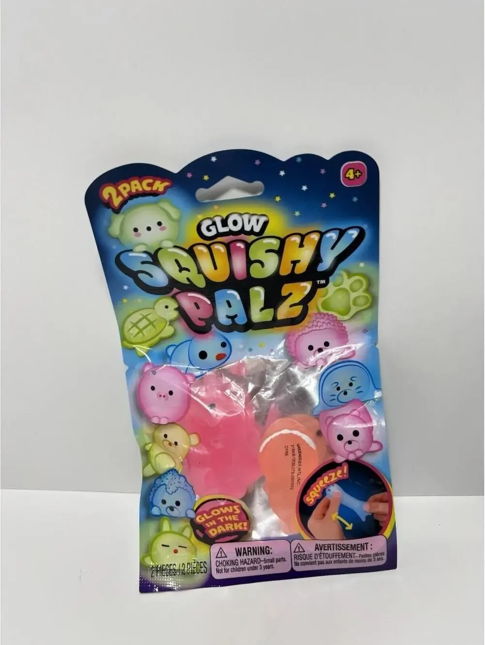 Glow Squishy Palz 2 Pack Jiggly Animal Jiggle Pets Glow in Dark Sensory Toy